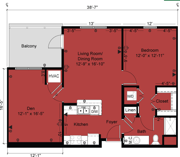 Dogwood II One Bedroom Tower at The Oaks The Oaks of Louisiana